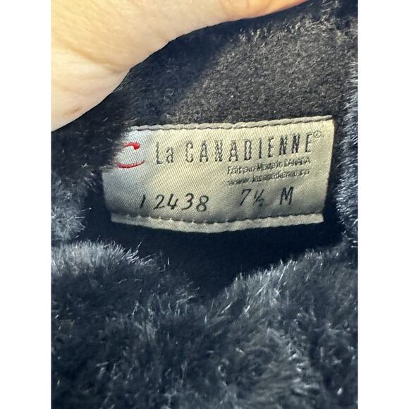 La Canadienne Waterproof Black Suede Ankle Wedge Boots 12438 Pull On - Size 7.5 - Picture 9 of 9